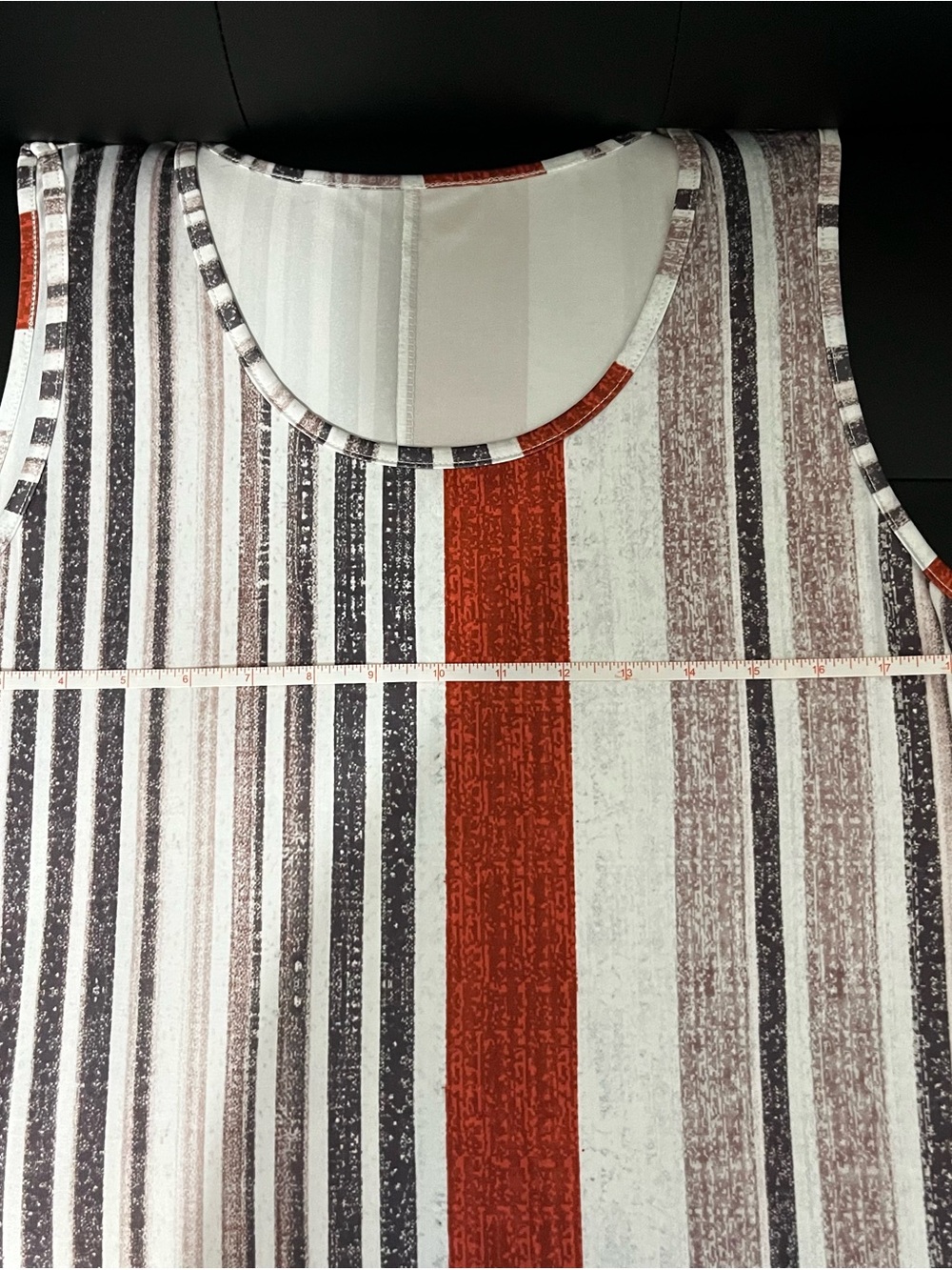Sleeveless Striped Maxi Dress in Rust, White & Black with pockets - Picture 6 of 9